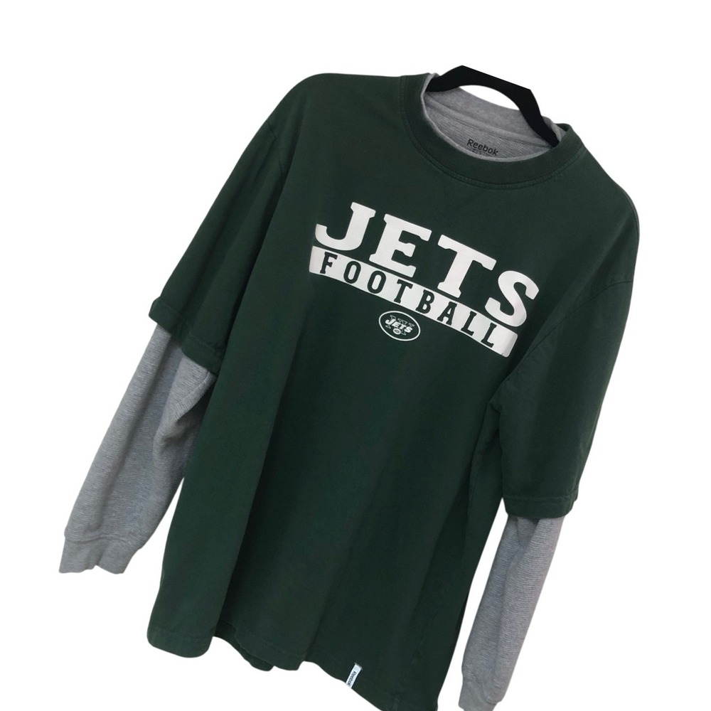 Y2K Reebok New York Jets Shirt Thermal Sleeve Layered Shirt Gorpcore NFL  Mens M